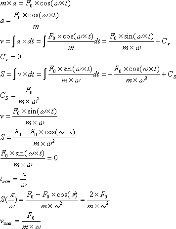 Частица массы m в момент t = 0 начинает двигаться под действием силы F = F0 cos ωt